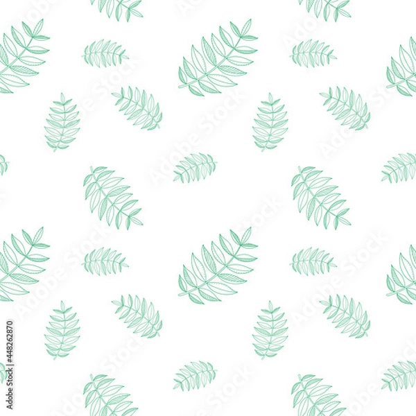 Obraz Floral seamless leaf pattern.  Illustrated background. Vector. Print for textile or web