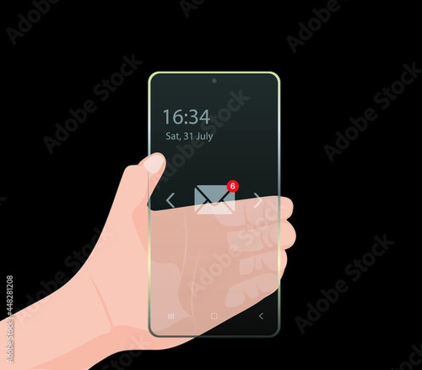 Fototapeta mobile phone icon. vector transparent smartphone .