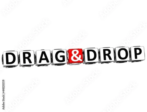 Obraz 3D Drug And Drop Button Click Here Block Text