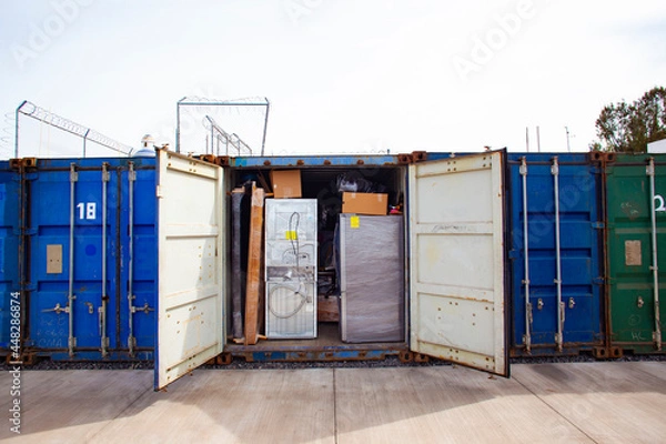 Fototapeta full shipping container storage unit