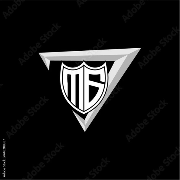 Obraz initial letter M G shield shape with triangular decoration