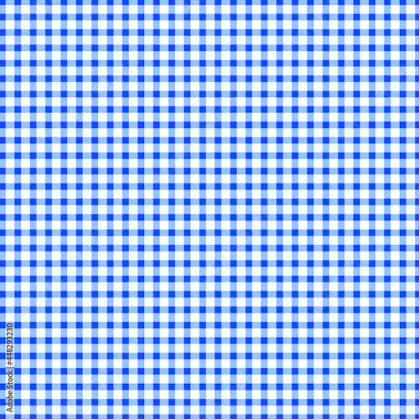 Fototapeta Blue Gingham Pattern Background. Texture from plaid, tablecloths, clothes and other textile products, vector illustration