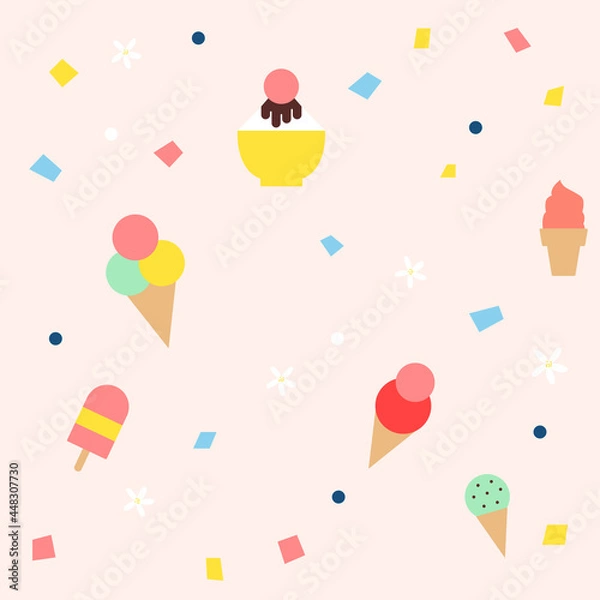Fototapeta Ice cream pattern vector background.