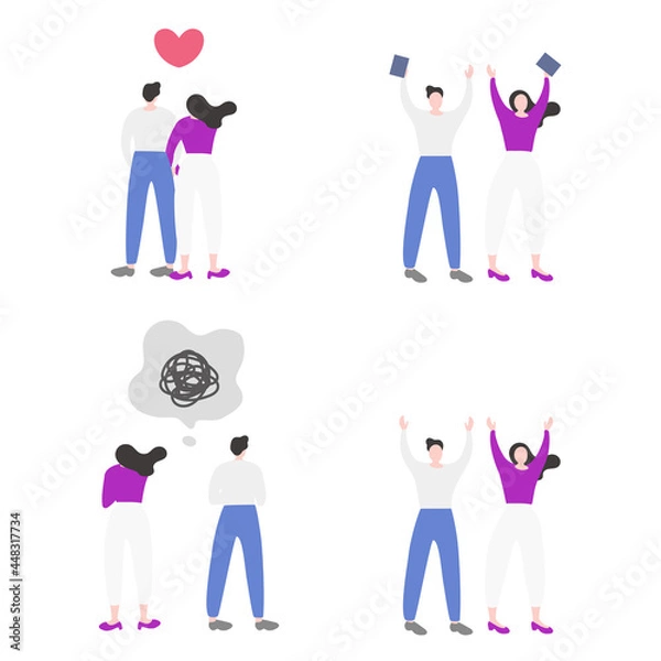 Obraz 出会い系／婚活／恋人夫婦／人物の全身フラットイラスト素材