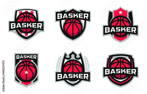 Fototapeta basker basketball logo designs set