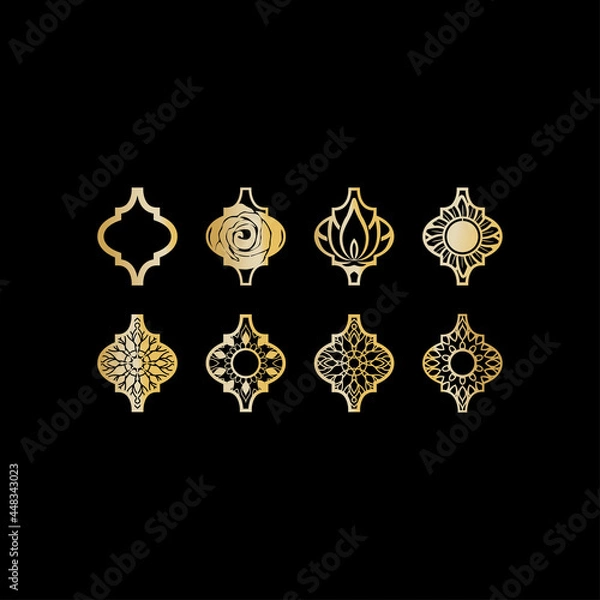 Fototapeta Arabesque icon design set bundle template isolated
