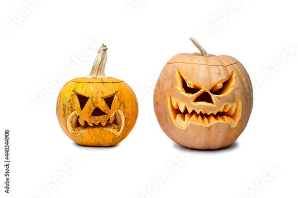 Obraz Two Halloween Pumpkin on white background.