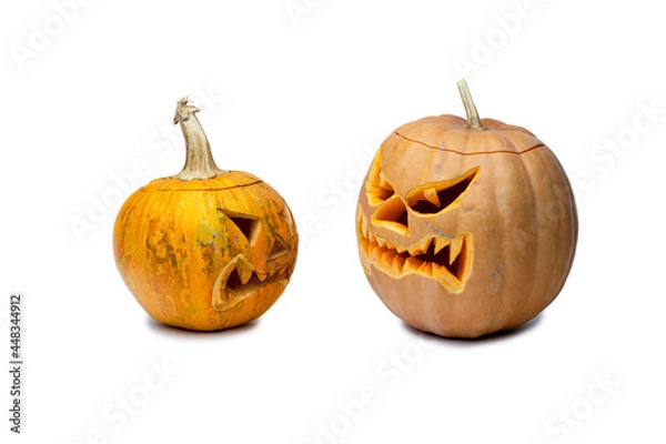 Obraz Two Halloween Pumpkin on white background.