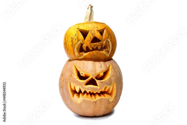 Obraz Two Halloween Pumpkin on white background.