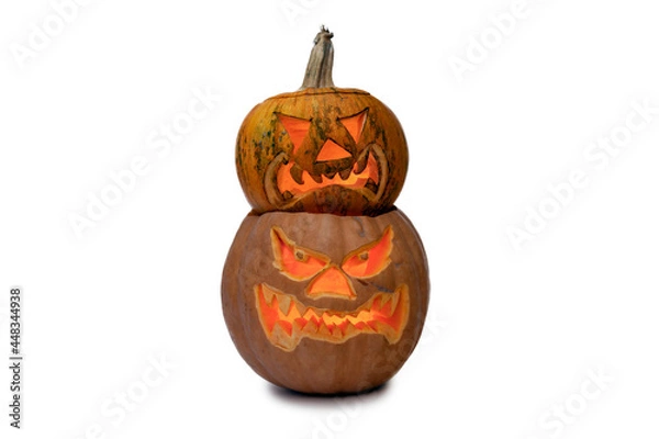 Obraz Two Halloween Pumpkin on white background.