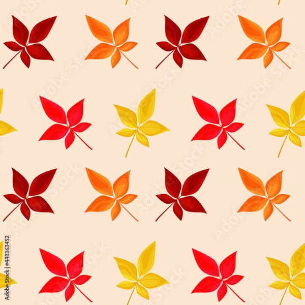 Fototapeta Vector seamless pattern of falling leaves. Background for textile or book covers, wallpapers, design, graphic art, printing, hobby, invitation.