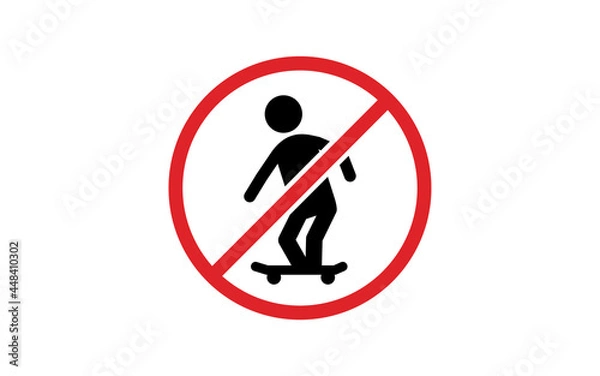 Obraz スケートボード（スケボー）禁止のアイコン、赤に斜線入り
