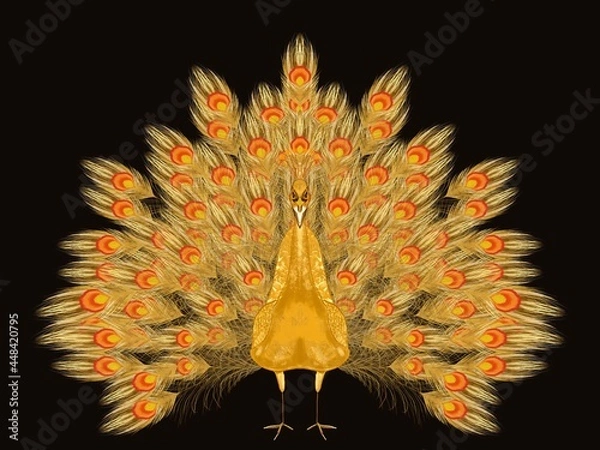 Obraz Golden peacock seamless pattern