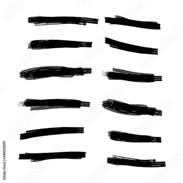 Fototapeta Set of handmade, hand drawn underline strokes isolated on white background EPS Vector