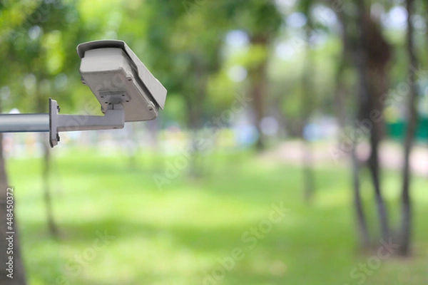 Fototapeta CCTV system in the garden and have copy space.