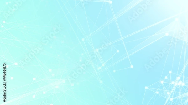 Obraz Abstract blue white polygon tech network with connect technology background. Abstract dots and lines texture background. 3d rendering.