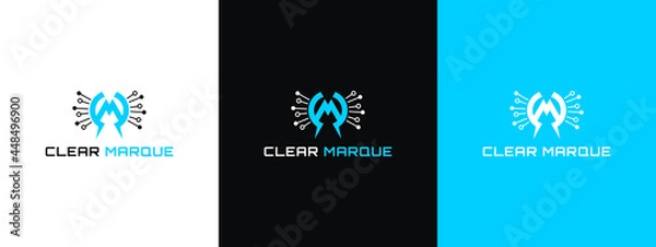 Obraz C and M letter Technology Tech startup logo design