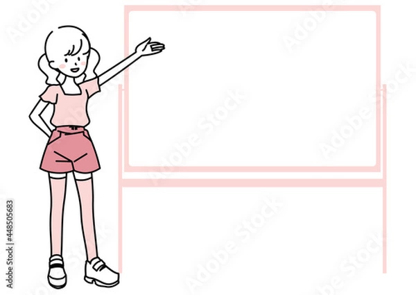 Fototapeta ホワイトボードを指差す小学生