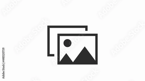 Fototapeta Pic Icon. Vector isolated illustration editable black and white of a photograph or image icon