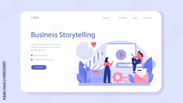 Fototapeta Storytelling web banner or landing page. Professional speechwriter