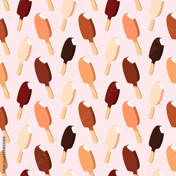 Obraz Ice cream bar seamless pattern bitten popsicle sweet dessert