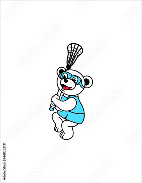 Obraz Panda playing lacrosse illustration