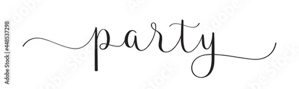 Fototapeta PARTY black vector brush calligraphy banner with swashes on white background