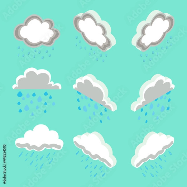 Fototapeta Isometric Drawing of Rain on Rainy Weather with Pastel Color Scheme, Flat Cartoon Vector Illustration can be used for Icon, Logo or Avatar