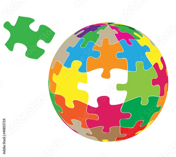 Fototapeta Colorful globe puzzle vector background