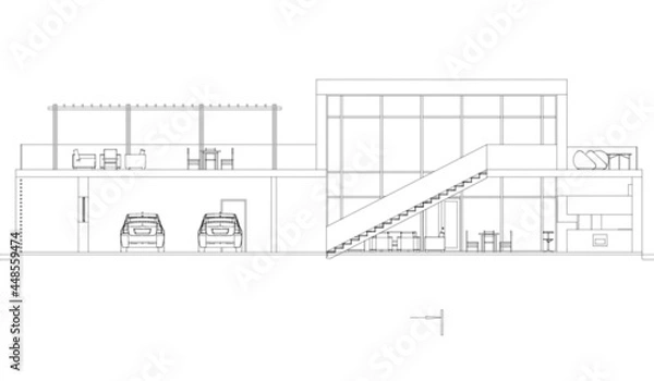 Obraz modern house architectural drawings vector 3d illustration