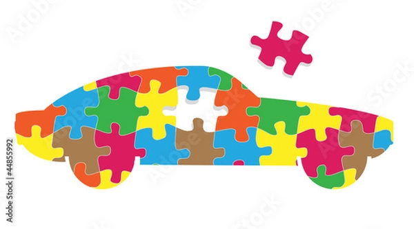 Fototapeta Car puzzle vector background