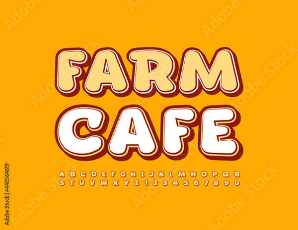 Fototapeta Vector cozy logo Farm Cafe with creative rustic Font. Playful set of Alphabet Letters and Numbers