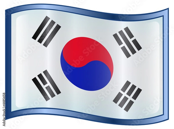 Fototapeta South Korea Flag Icon, isolated on white background.