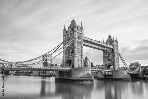 Obraz London skyline with Tower Bridge at twilight in black and white