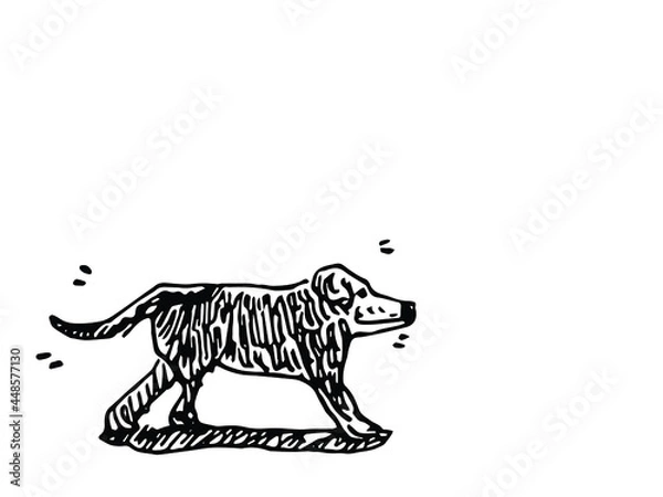 Obraz Doodle art of young dog is running. Graphic element for pet concept.