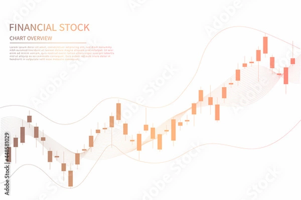 Obraz Candlestick chart in financial market vector illustration on blue background. Forex trading graphic design concept