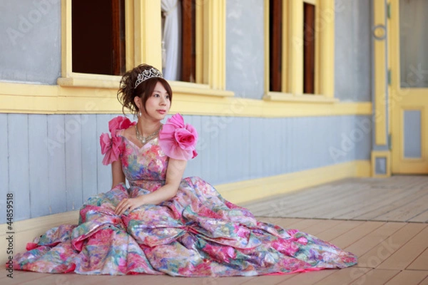 Obraz 若い女性 レトロ風ドレス