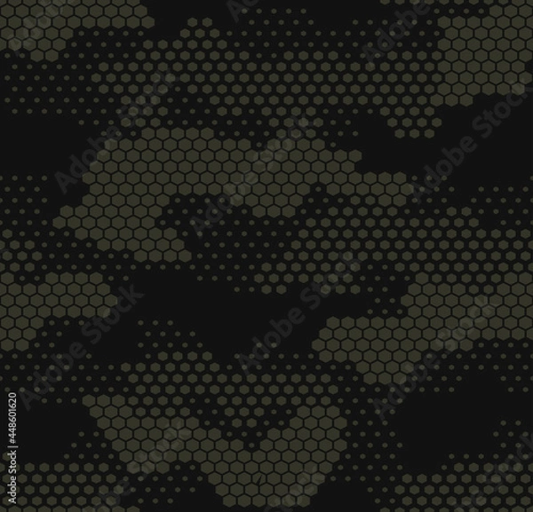 Obraz 
Digital camouflage khaki pattern, hexagonal geometric background