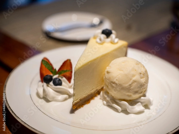 Fototapeta Cheesecake with Ice-Cream