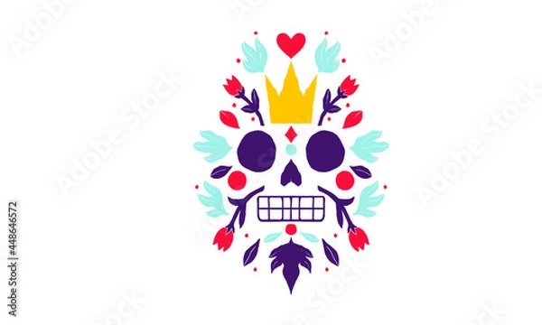 Obraz Skull king and flowers