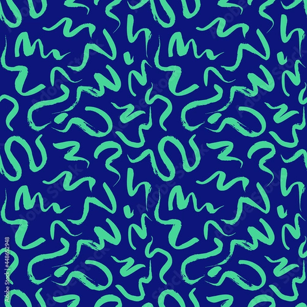 Fototapeta Vector seamless pattern with wavy brush strokes. Hand painted stylish texture for fabric, wallpaper, wrapping.