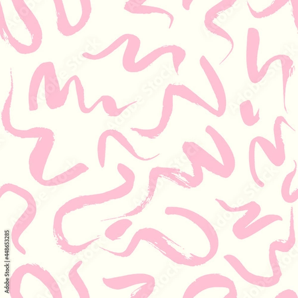 Fototapeta Vector seamless pattern with wavy brush strokes. Hand painted stylish texture for fabric, wallpaper, wrapping.