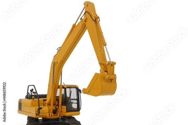 Fototapeta Selective focus ,Excavator loader with Bucket lift up on white background.