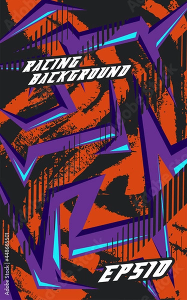 Fototapeta Abstract geometric backgrounds for sports and games. Abstract racing backgrounds for t-shirts, race car livery, car vinyl stickers, etc. Vector background.	
