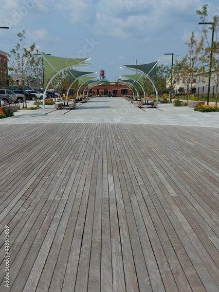 Fototapeta wooden bridge in the city