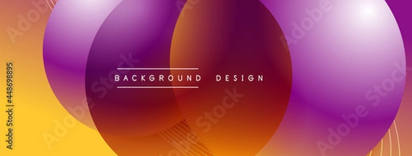 Fototapeta Gradient circles with shadows. Vector techno abstract background. Modern overlapping forms wallpaper background, design template