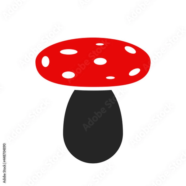 Fototapeta Vector illustration of red mushroom.