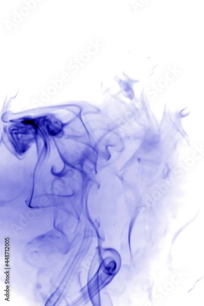 Obraz Blue smoke on White background.