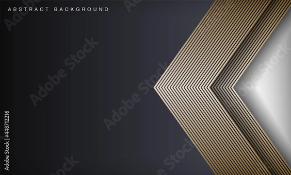 Fototapeta Black and white background. Modern golden line stripes curve abstract presentation background. Luxury paper cut concept.