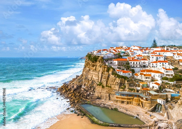 Obraz Luxury landscape of the city of Azenhas do Mar on the coast of Portugal.
